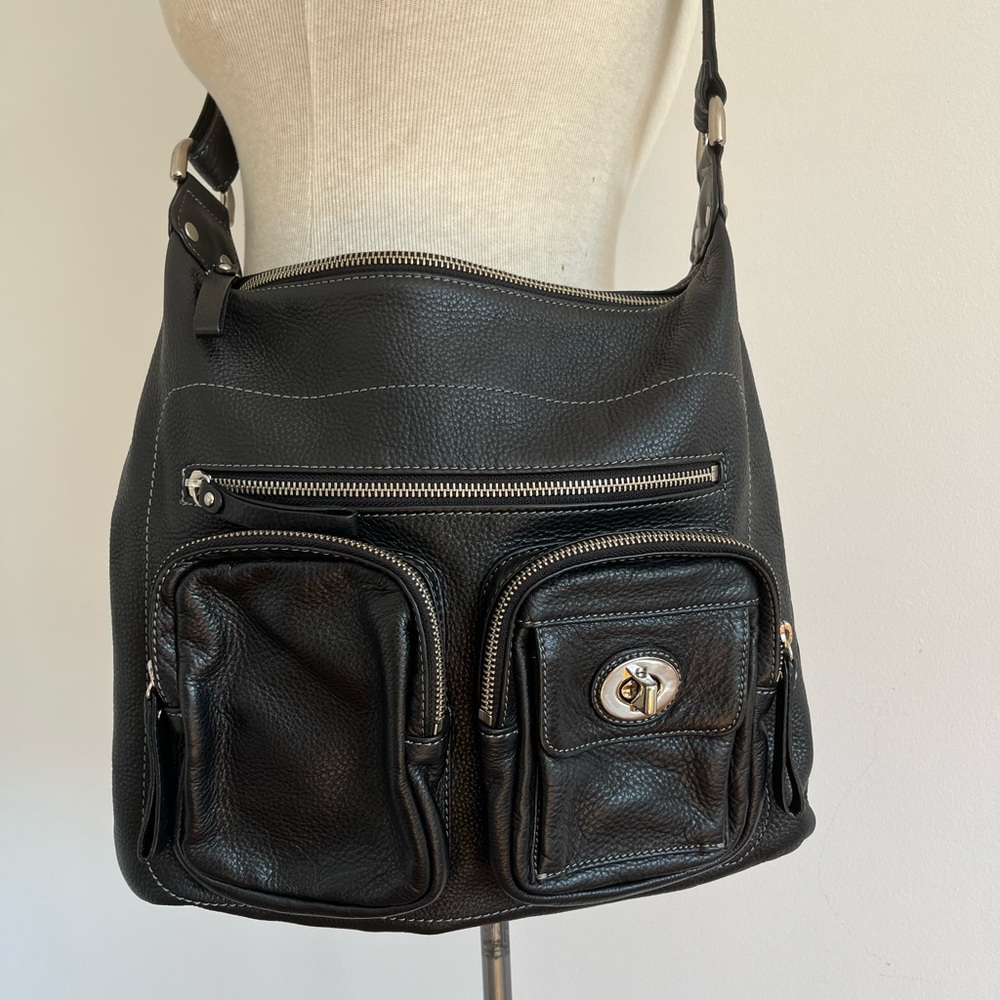 NWOT Danier Black Leather Crossbody Bag for Men Travel Bag Satchel - Picture 3 of 12